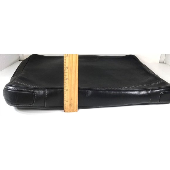 Cole Haan Mens Black Leather Double Two Way Zip Laptop Attache Briefcase - Picture 5 of 12